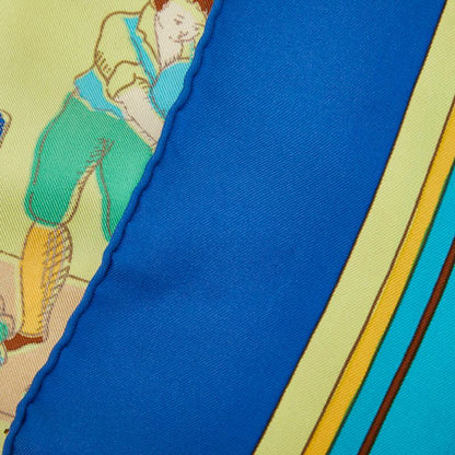 Hermes Carre 90 L'alphabet Des Metiers the Abcs of Work Scarf Large Blue — view 3