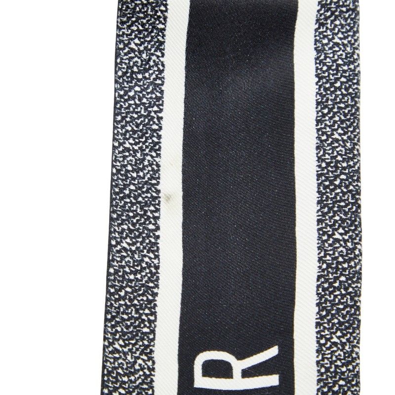 Dior Toile de Jouy Flower Mitzah Scarf Twilly Black White Silk — view 6