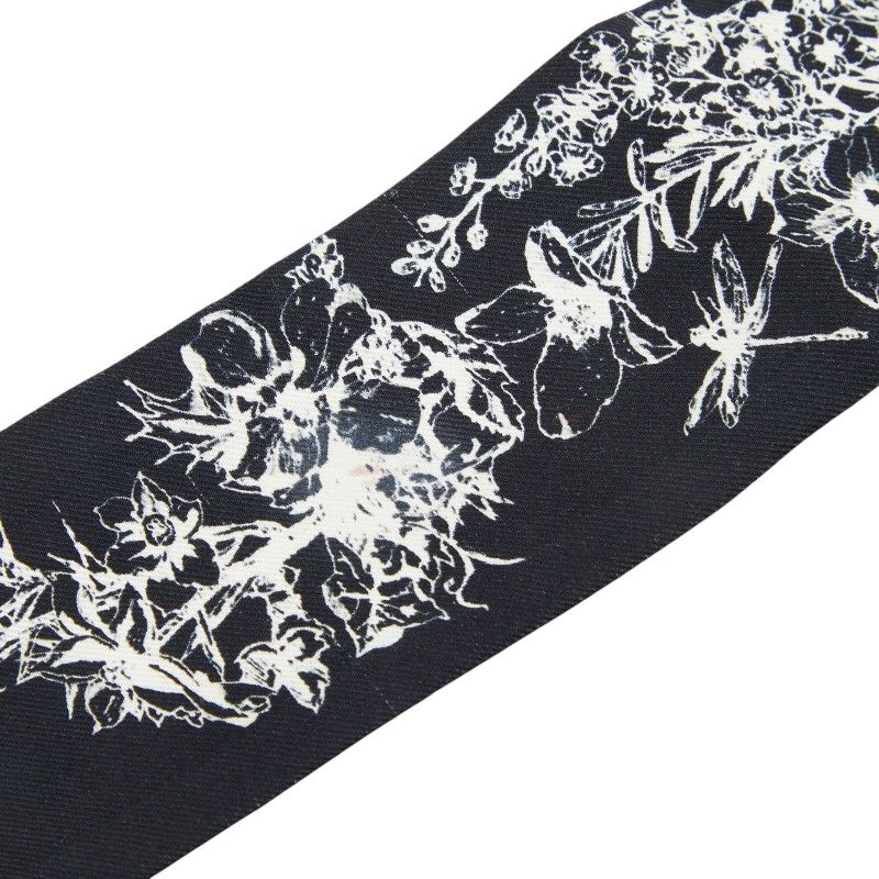 Dior Toile de Jouy Flower Mitzah Scarf Twilly Black White Silk — view 4