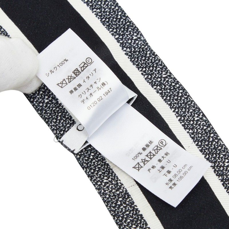 Dior Toile de Jouy Flower Mitzah Scarf Twilly Black White Silk — view 8