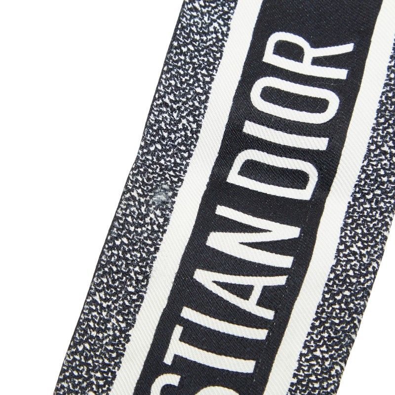 Dior Toile de Jouy Flower Mitzah Scarf Twilly Black White Silk — view 5