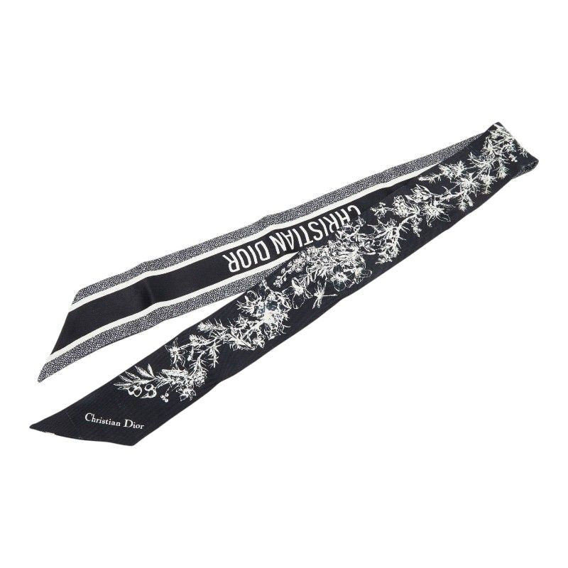 Dior Toile de Jouy Flower Mitzah Scarf Twilly Black White Silk