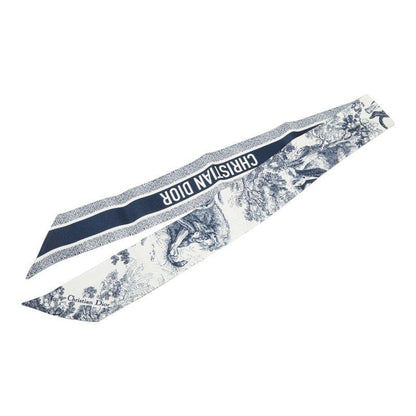 Dior Toile de Jouy Sauvage Silk Twill Mitzah Scarf Twilly Navy Ivory