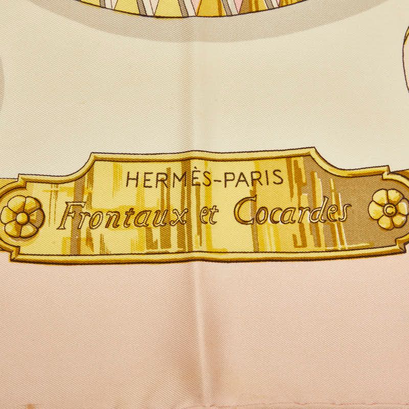 Hermes Carre 90 Frontaux Et Cocardes Front Rosette Scarf Large Pink Multicolor — view 2