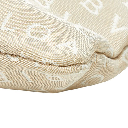 Bvlgari Logo Mania Shoulder Bag Beige Brown Canvas Leather — view 4