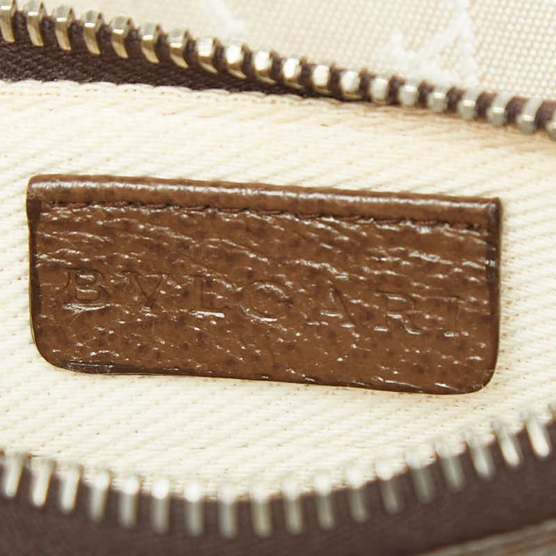 Bvlgari Logo Mania Shoulder Bag Beige Brown Canvas Leather — view 8