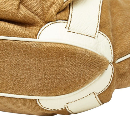 Celine Shoulder Bag Brown White Canvas Leather — view 4