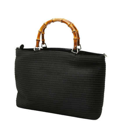 Gucci Bamboo 2-Way Shoulder Bag Black Nylon Leather — view 2