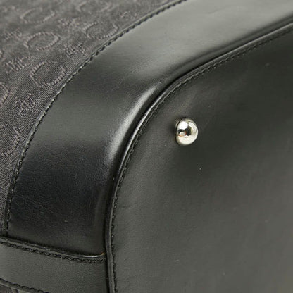 Celine C Macadam Tote Shoulder Bag Black Canvas Leather — view 7