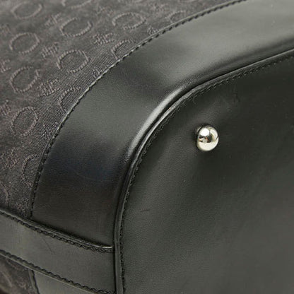 Celine C Macadam Tote Shoulder Bag Black Canvas Leather — view 5