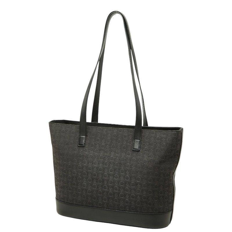 Celine C Macadam Tote Shoulder Bag Black Canvas Leather — view 2