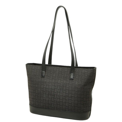 Celine C Macadam Tote Shoulder Bag Black Canvas Leather — view 2