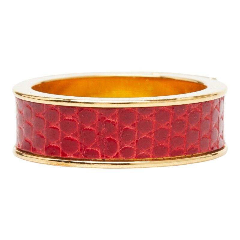 Hermes Kelly Cadena Scarf Ring Gold Red Plated Leather — view 6