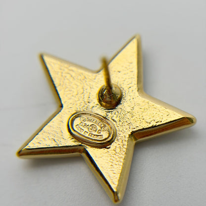 Chanel Star CC Logo Earrings Plated Gold Black Vintage — view 7