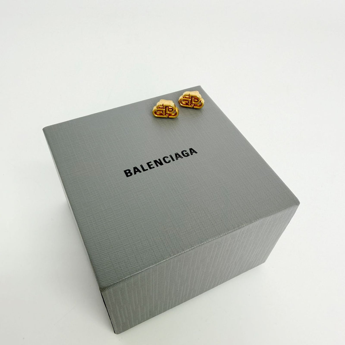 Balenciaga BB Logo Earrings Plated Gold Vintage — view 2