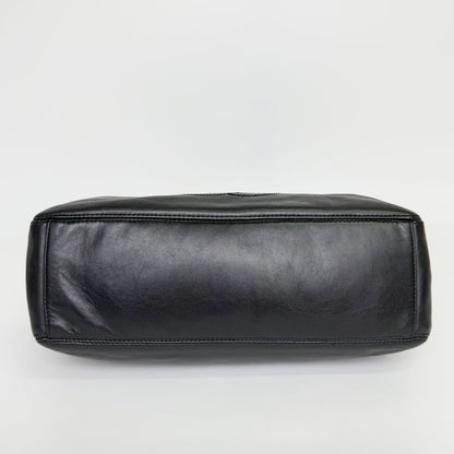 Chanel CC Logo Tortoiseshell Handle Handbag Leather Black Vintage — view 7