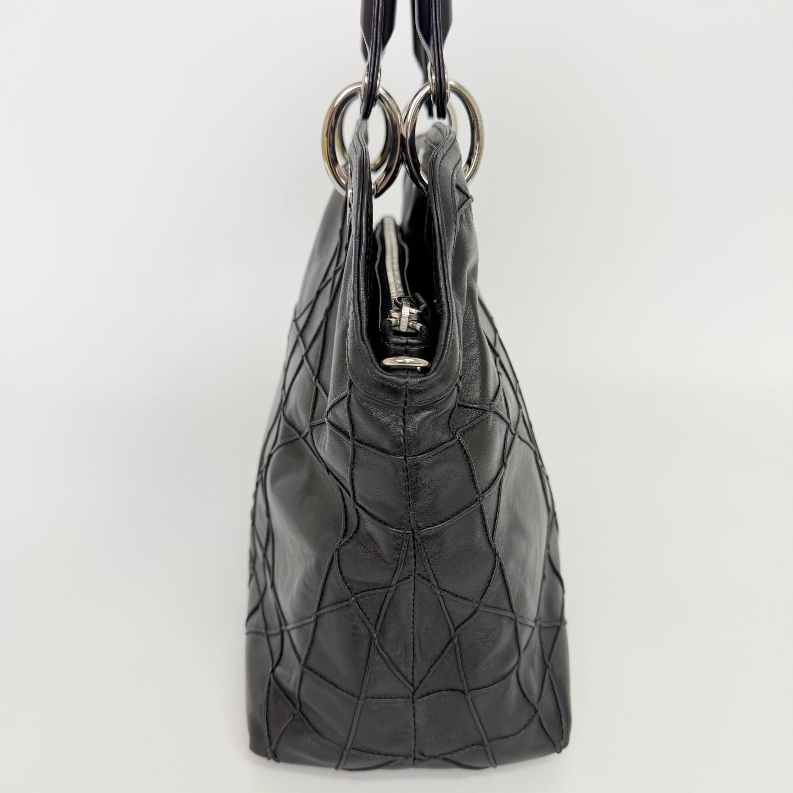 Dior Lady Cannage Large Shoulder Bag Leather Black Vintage — view 6
