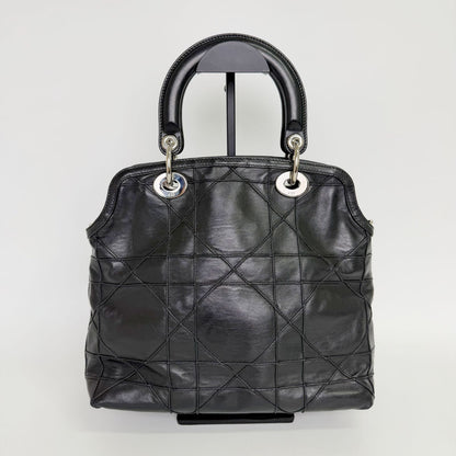 Dior Lady Cannage Large Shoulder Bag Leather Black Vintage — view 4