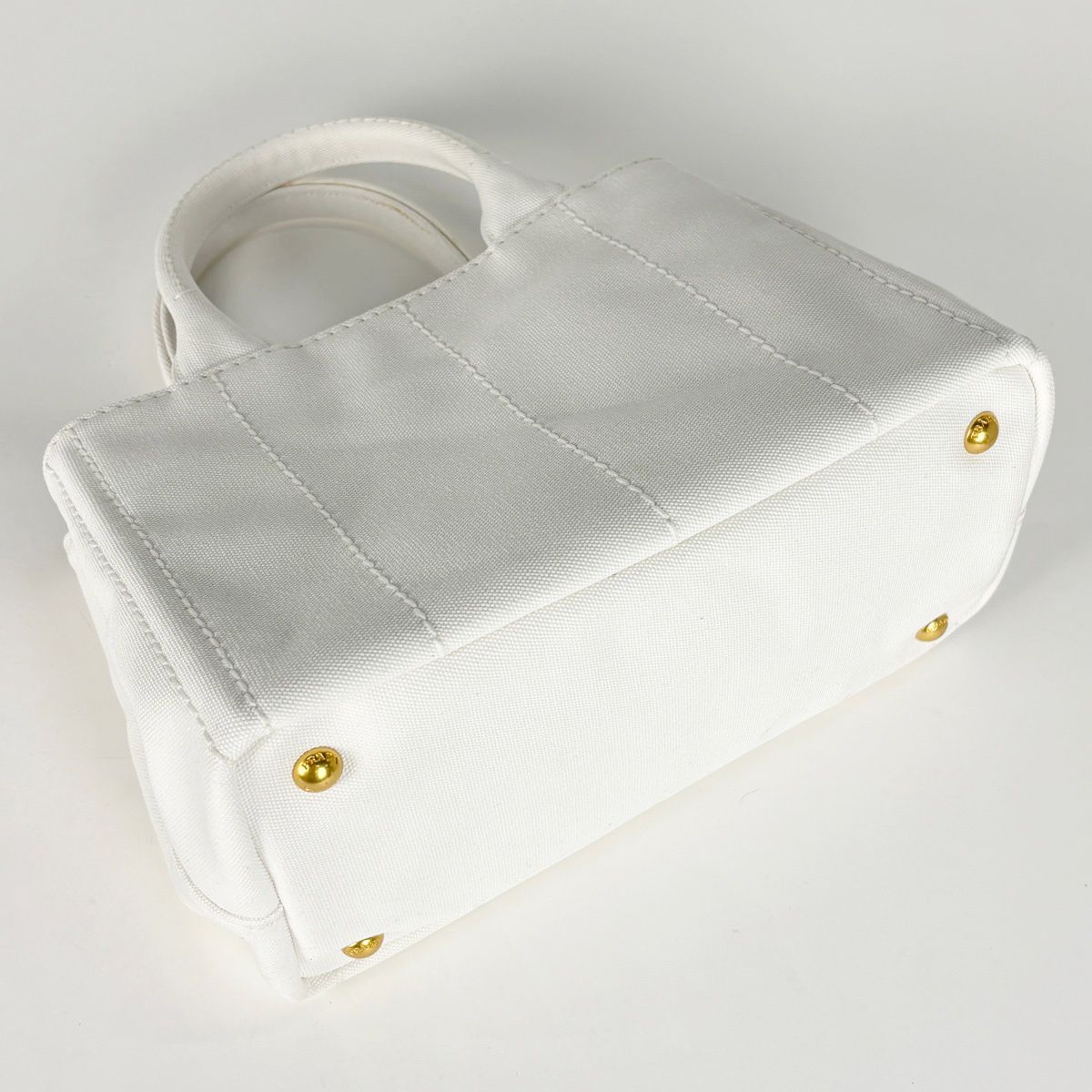 Prada Canapa Tote 2-Way Shoulder Bag Canvas White — view 2