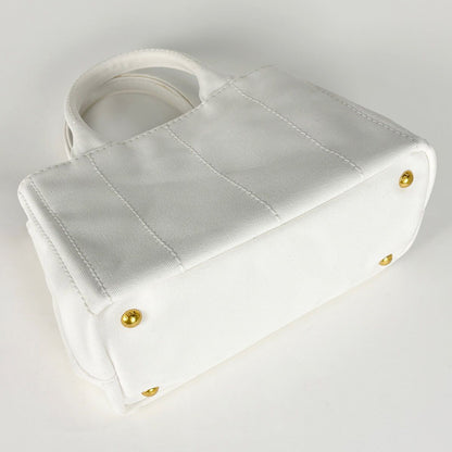 Prada Canapa Tote 2-Way Shoulder Bag Canvas White — view 2