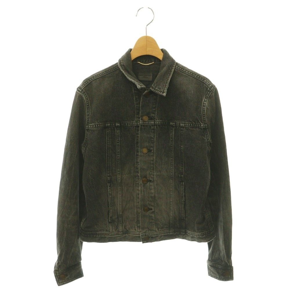 Saint Laurent Paris Heart Patch Denim Jacket Soutien Collar M Gray DO