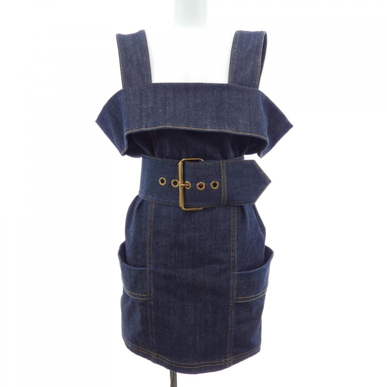 Louis Vuitton Oversized Beltdenim Utilitydress Dress