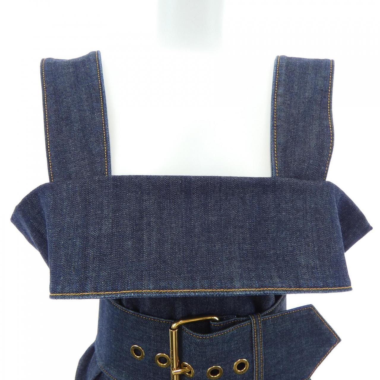 Louis Vuitton Oversized Beltdenim Utilitydress Dress — view 6