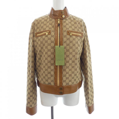 Gucci Leather Trim GG Canvas Jacket