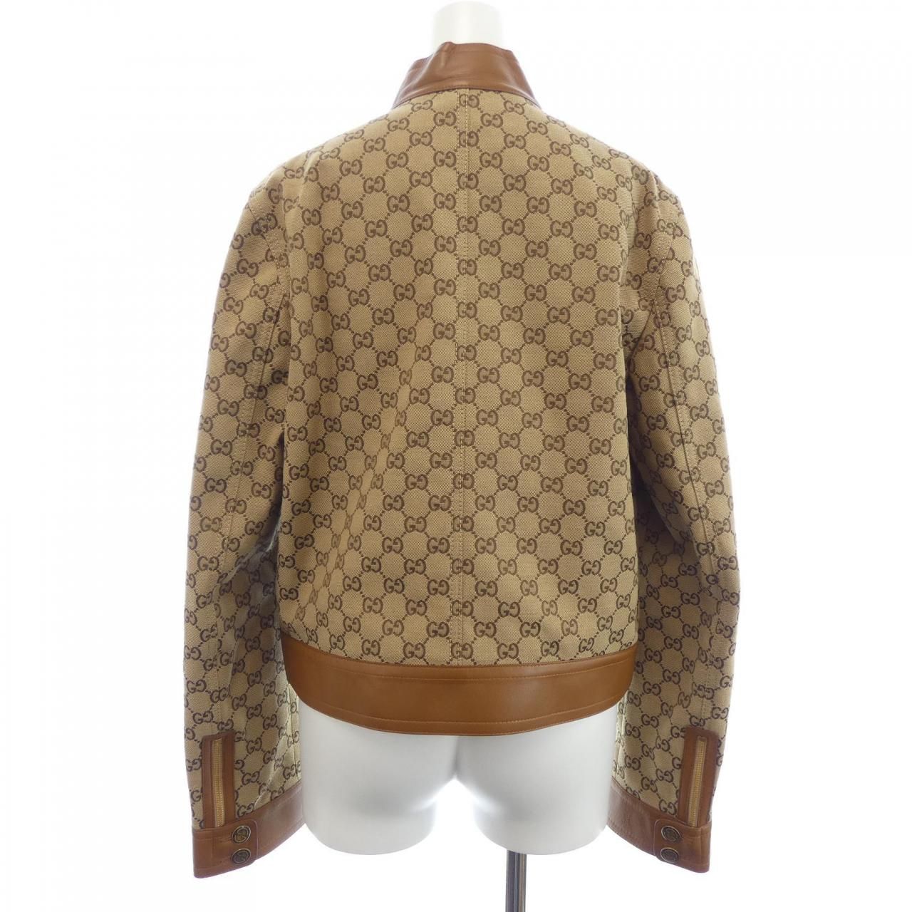 Gucci Leather Trim GG Canvas Jacket — view 2
