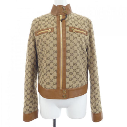 Gucci Leather Trim GG Canvas Jacket