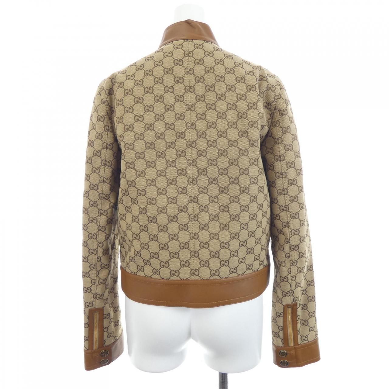 Gucci Leather Trim GG Canvas Jacket — view 2