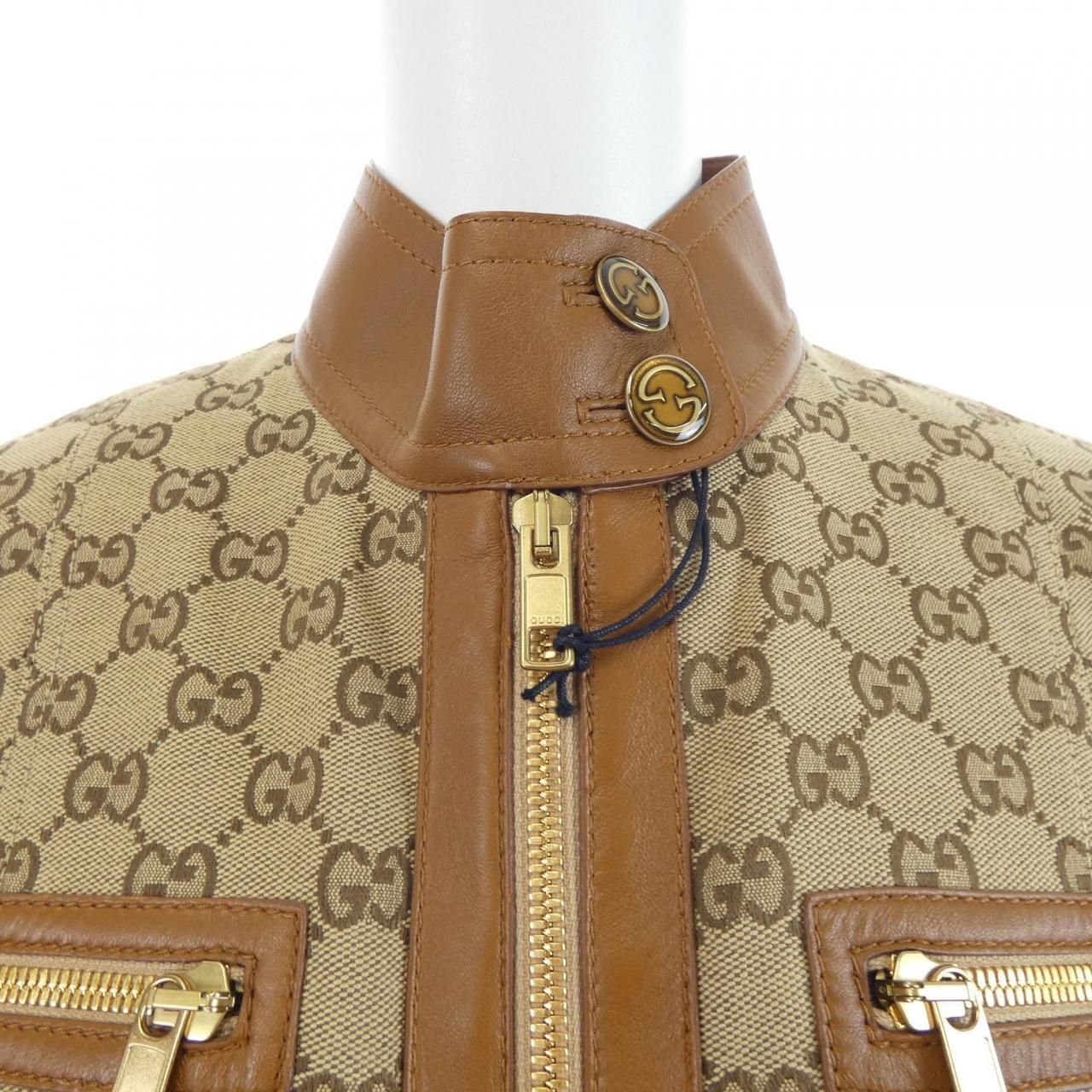 Gucci Leather Trim GG Canvas Jacket — view 5