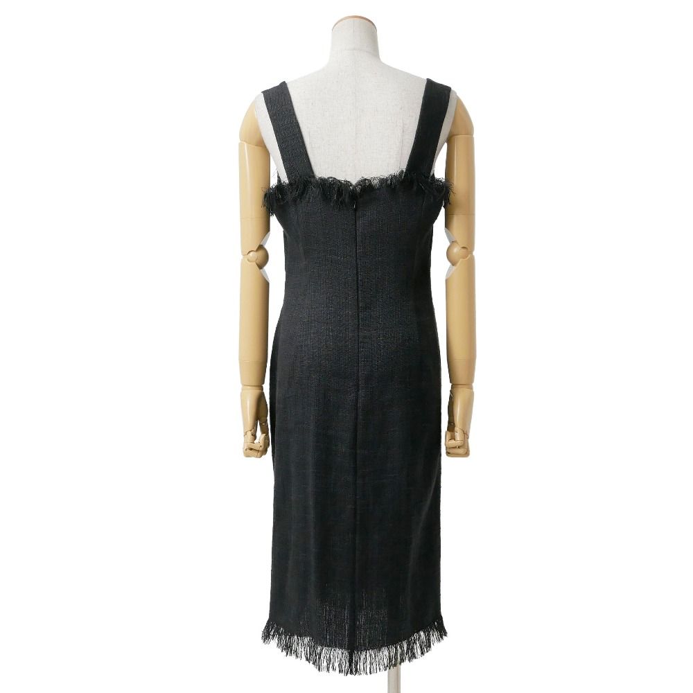 Dolce & Gabbana Dress 46 Fringe Sleeveless Linen Tweed — view 3