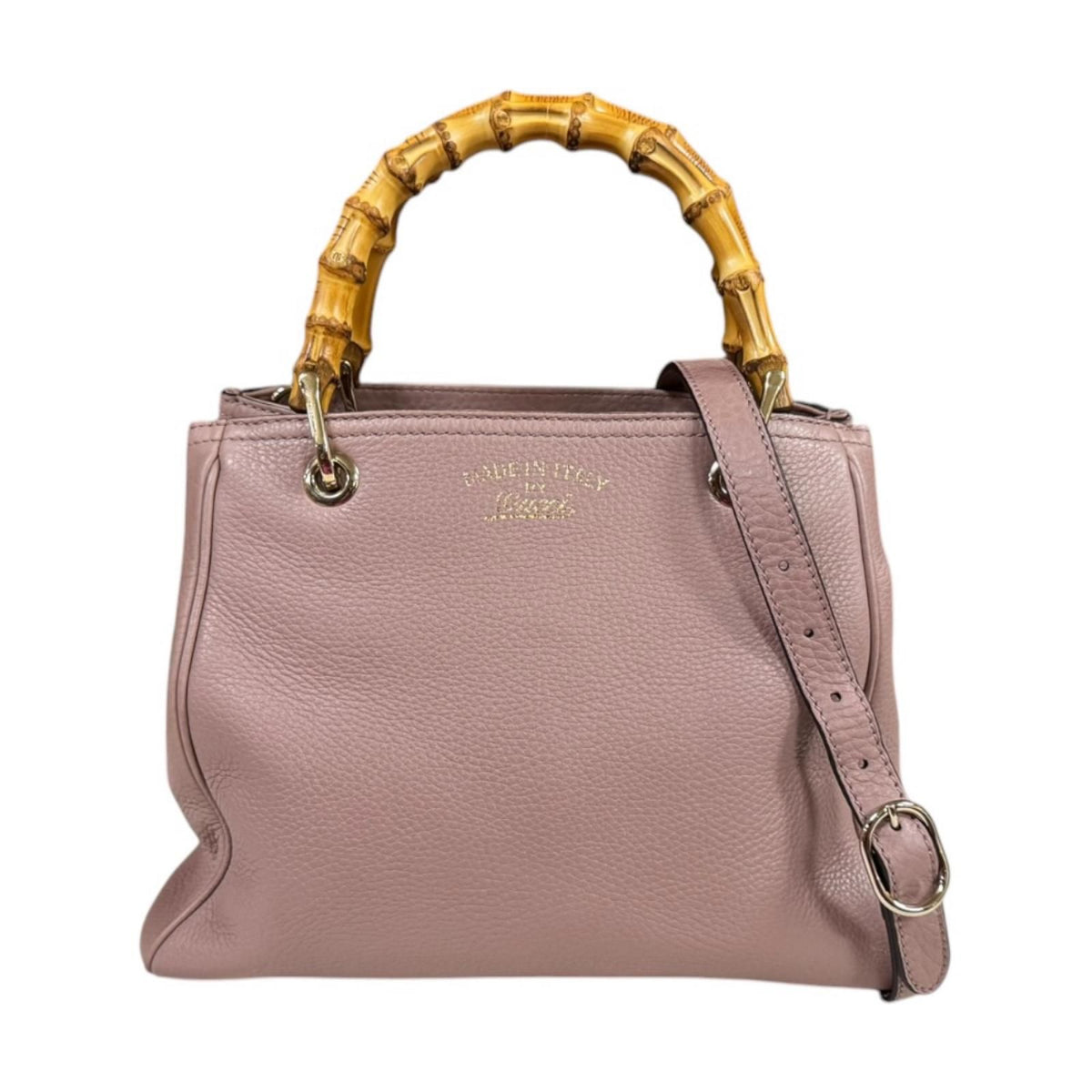 Gucci Bamboo Shoulder Bag Leather Pink
