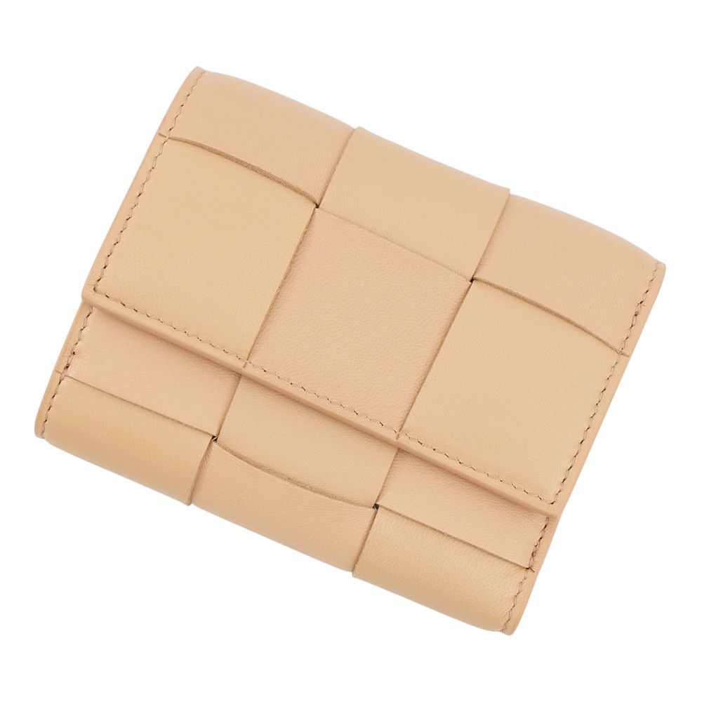 Bottega Veneta Trifold Wallet Maxi Intrecciato Cassette Leather Beige