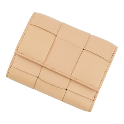 Bottega Veneta Trifold Wallet Maxi Intrecciato Cassette Leather Beige