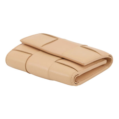 Bottega Veneta Trifold Wallet Maxi Intrecciato Cassette Leather Beige — view 2