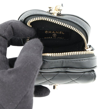 Chanel Bag Charm Quilted Heart Mini Lambskin Black — view 5