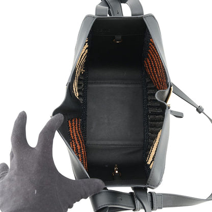 Loewe Hammock Compact Raffia Leather 2-Way Shoulder Bag Black — view 6