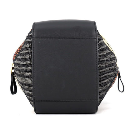 Loewe Hammock Compact Raffia Leather 2-Way Shoulder Bag Black — view 3