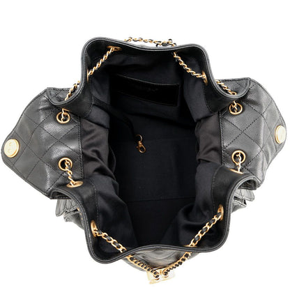 Chanel Chain Shoulder Bag 25 CC Logo Quilted Caviar Leather Black — view 5