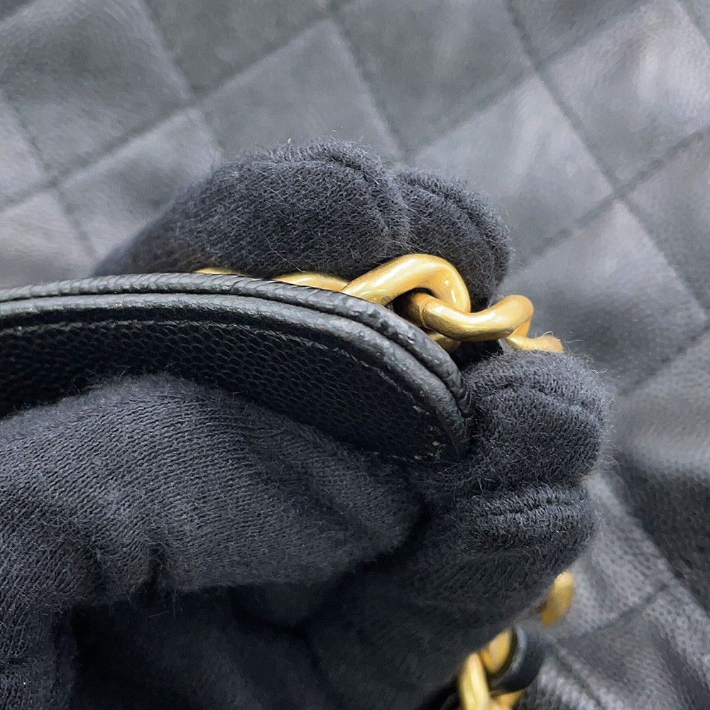 Chanel Chain Shoulder Bag 25 CC Logo Quilted Caviar Leather Black — view 8