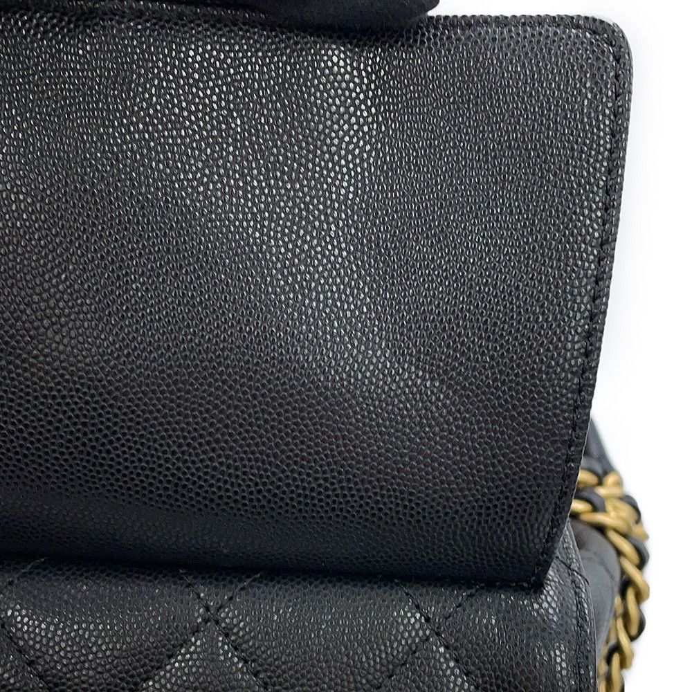 Chanel Chain Shoulder Bag 25 CC Logo Quilted Caviar Leather Black — view 7