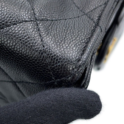 Chanel Chain Shoulder Bag 25 CC Logo Quilted Caviar Leather Black — view 6
