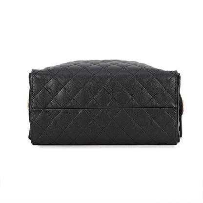 Chanel Chain Shoulder Bag 25 CC Logo Quilted Caviar Leather Black — view 3