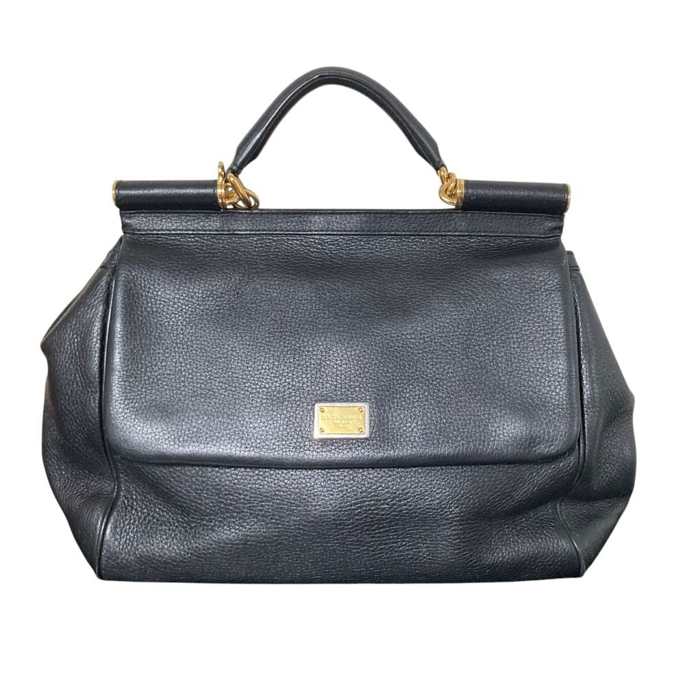 Dolce & Gabbana Sicily Lining Leopard 2-Way Tote Shoulder Bag Black — view 2