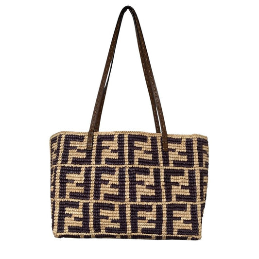 Fendi Roll Small Rapphire Tote Natural Brown