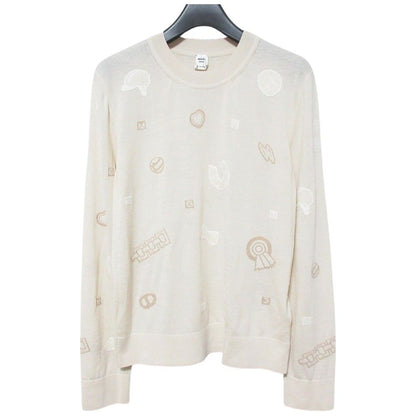 Hermes Candy Libris Wool Knit Sweater 40 Beige