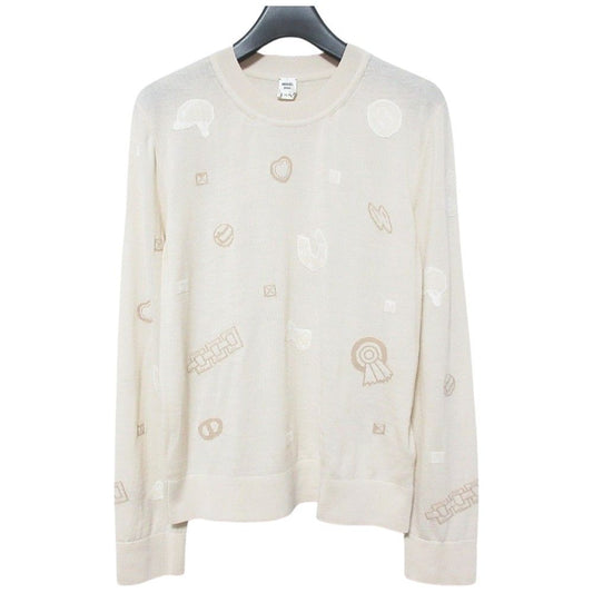 Hermes Candy Libris Wool Knit Sweater 40 Beige