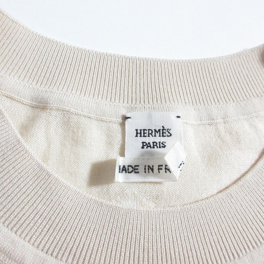 Hermes Candy Libris Wool Knit Sweater 40 Beige — view 4